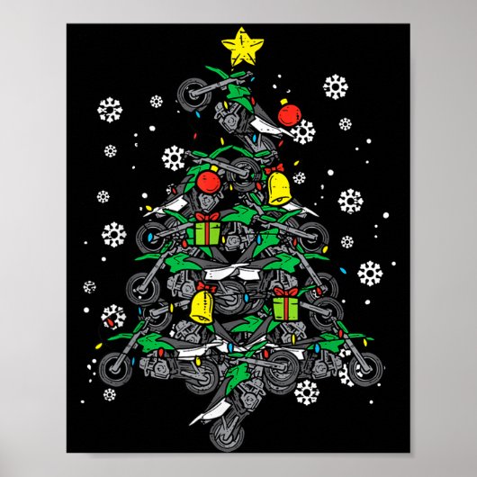 Dirt Bikes Kerstboom Kerstmis Motocross Mannen Jon Poster (Voorkant)