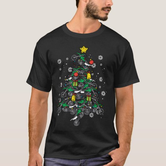 Dirt Bikes Kerstboom Xmas Motorcross Mannen Boy T-shirt (Voorkant)