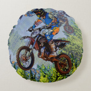 Dirt-Biking Dwazen- Motocross Racers Rond Kussen