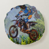 Dirt-Biking Fools- Motocross Racers Rond Kussen (Achterkant)