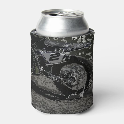 Dirt Biking (zwart-wit) Blikjeskoeler (Blikje Voorkant)