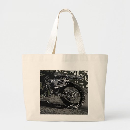 Dirt Biking (zwart-wit) Grote Tote Bag (Voorkant)