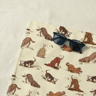 Dirt Digging Dogs - strandvakantie patroon. Strandlaken