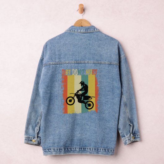 Dirt Don't Hurt Off Road Motorcycle Retro  Denim Jacket (Hangar)