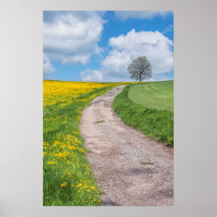 Dirt Road en Tree Poster