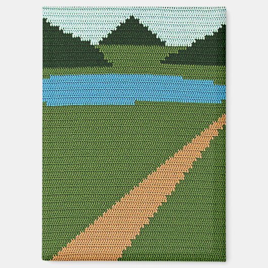 Dirt Road Grass Lake Hills Artisan Haakprint Magneet (Voorkant)