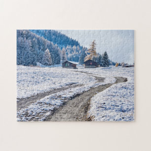 Dirt Road in Snow Ground, Europese Alpen Legpuzzel