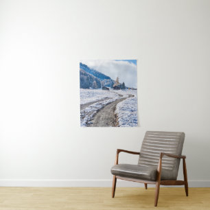 Dirt Road in Snow Ground, Europese Alpen Wandkleed