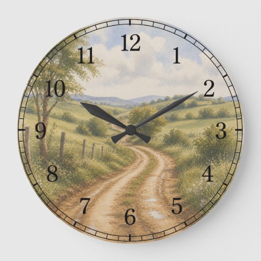 Dirt Road Wall Clock — Rustic Landscape Design Grote Klok (Voorkant)