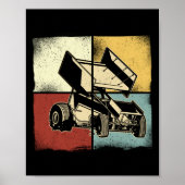 Dirt Track Racing Retro Sprint Car Sprint Poster (Voorkant)