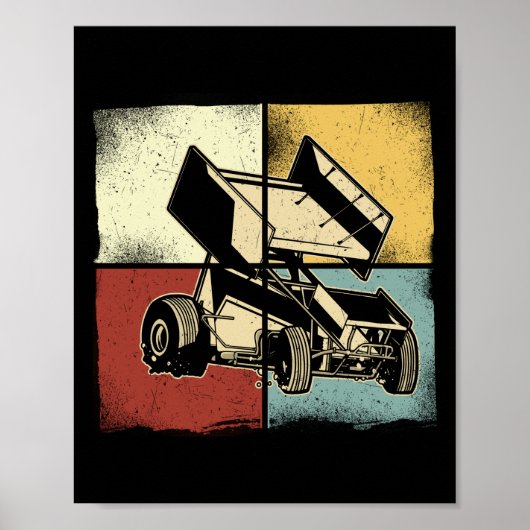 Dirt Track Racing Retro Sprint Car Sprint Poster (Voorkant)