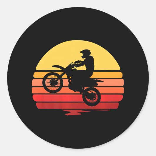Dirtbike Motorcross Zonsondergang Ronde Sticker (Voorkant)