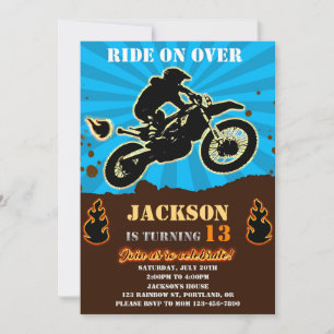 Dirtbike verjaardagsuitnodiging Motocross Kaart