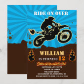 Dirtbike-verjaardagsuitnodiging Op feestdag Kaart (Voorkant / Achterkant)
