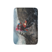 Dirte fietserrider gooit kussen badmat (Voorkant Verticaal)