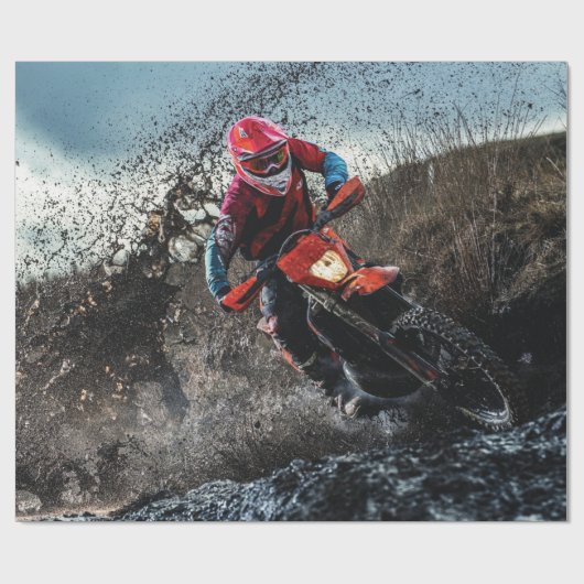 Dirte fietserrider gooit kussen cadeaupapier (Vlak)