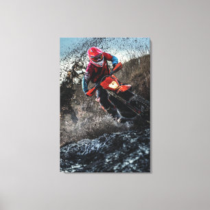 Dirte fietserrider gooit kussen canvas afdruk