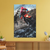 Dirte fietserrider gooit kussen canvas afdruk (Insitu (Woonkamer))