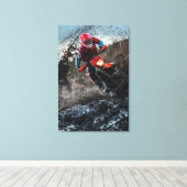 Dirte fietserrider gooit kussen canvas afdruk (Insitu (Houten vloer))