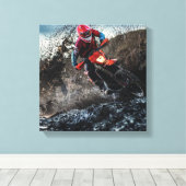 Dirte fietserrider gooit kussen canvas afdruk (Insitu (Houten vloer))