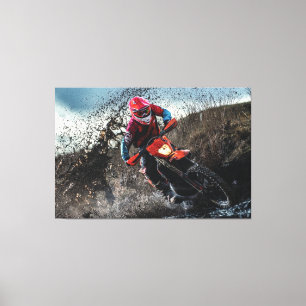 Dirte fietserrider gooit kussen canvas afdruk