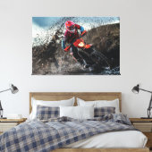 Dirte fietserrider gooit kussen canvas afdruk (Insitu (Slaapkamer))