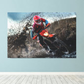 Dirte fietserrider gooit kussen canvas afdruk (Insitu (Houten vloer))