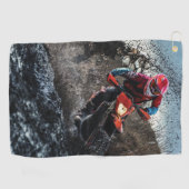 Dirte fietserrider gooit kussen golfhanddoek (Horizontaal)