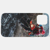 Dirte fietserrider gooit kussen iPhone hoesje (Achterkant horizontaal)