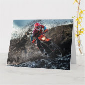 Dirte fietserrider gooit kussen kaart (Gele Bloem)