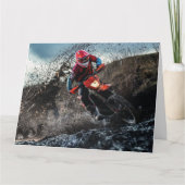 Dirte fietserrider gooit kussen kaart (Voorkant)