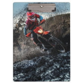 Dirte fietserrider gooit kussen klembord (Voorkant)