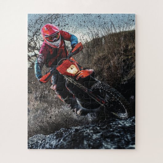 Dirte fietserrider gooit kussen legpuzzel (Verticaal)