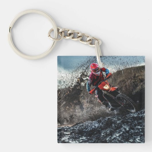 Dirte fietserrider gooit kussen sleutelhanger (voorkant)
