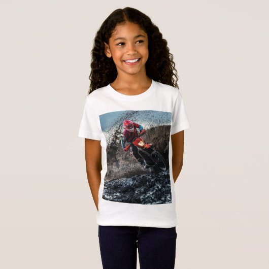 Dirte fietserrider gooit kussen t-shirt (Voorkant volledig)