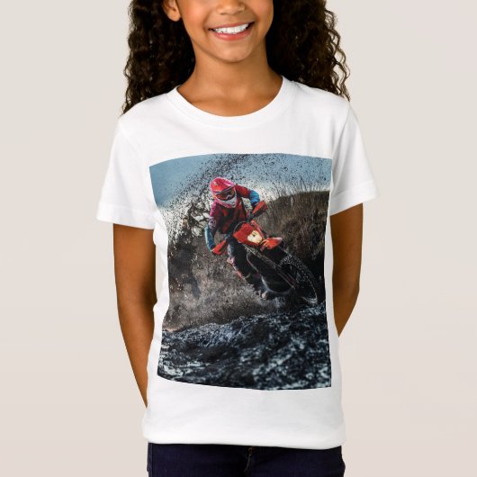 Dirte fietserrider gooit kussen t-shirt (Voorkant)
