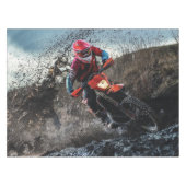 Dirte fietserrider gooit kussen tafelkleed (Voorkant (Horizontaal))