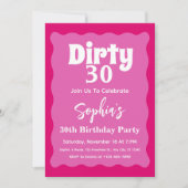 Dirty30 Hot Pink Wavy Curve Squiggle 30e verjaarda Kaart (Voorkant)