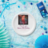 Dirty 30 Birthday voeg naam toe roze voeg foto dat Papieren Bordje (Feest)