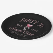 Dirty 30 Coquette Martini & Bow Verjaardag Papieren Bordje (Gekanteld)