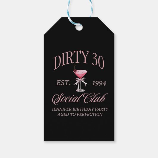 Dirty 30 Coquette Martini met een strik Cadeaulabel (Voorkant)