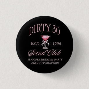 Dirty 30 Coquette Martini met een strik Ronde Button 3,2 Cm