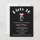 Dirty 30 Coquette Martini verjaardagsthema Invitat Kaart (Voorkant)