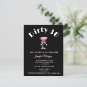 Dirty 30 Coquette Martini verjaardagsthema Invitat Kaart (Staand voorkant)
