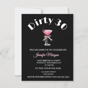 Dirty 30 Coquette Martini verjaardagsthema Invitat Kaart
