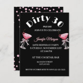 Dirty 30 Coquette Martini verjaardagsthema Invitat Kaart (Voorkant / Achterkant)