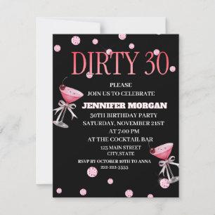 Dirty 30 Coquette Martini verjaardagsthema Kaart