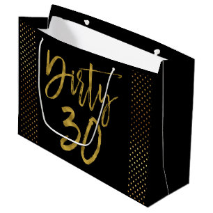 Dirty 30 Gold Folie Verjaardag Gift Bag Large Cadeautasje