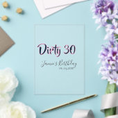 Dirty 30 happy birthday name date pink gray callig acryl uitnodigingen (Insitu (Huwelijk))