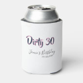 Dirty 30 happy birthday name date pink gray callig blikjeskoeler (Blikje Achterkant)